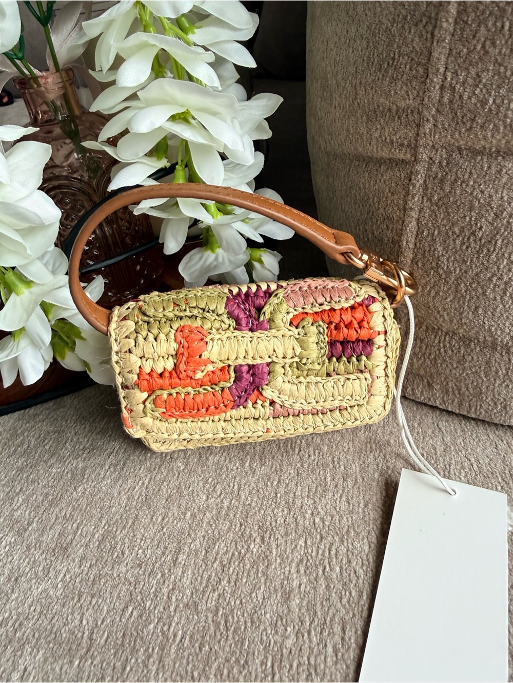 Sam Edelman Lynn Mini Wallet Bag Woven Raffia Top-Handle NWT